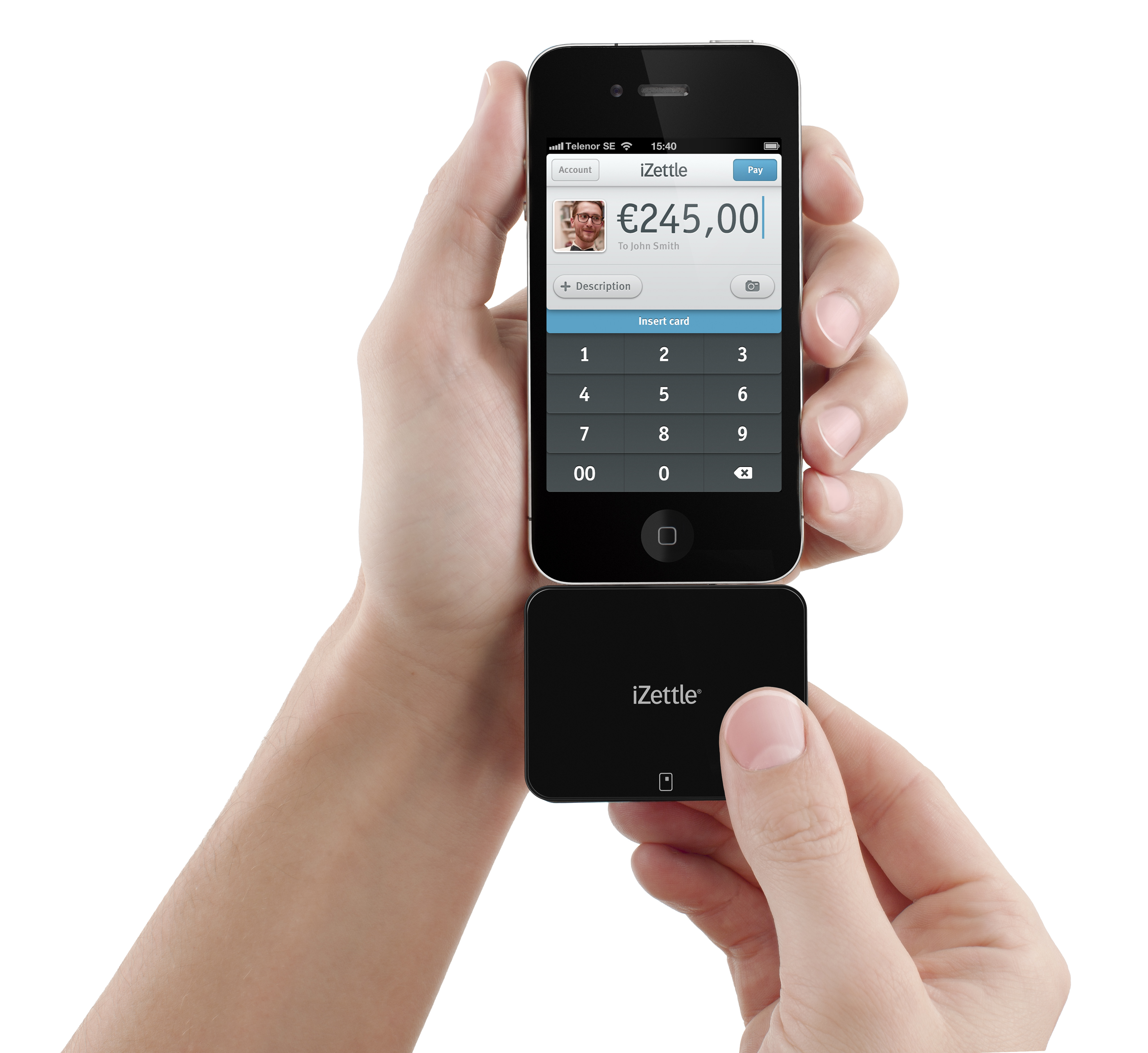 Der iZettle-Card-Reader am iPhone