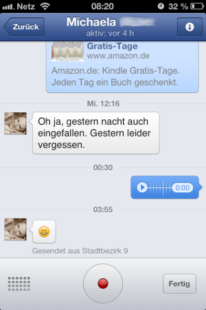 Sprachnachrichten im Facebook Messenger