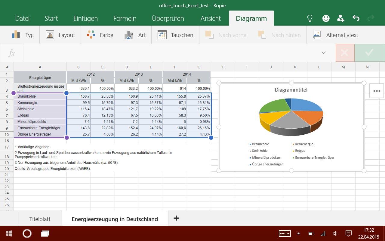 Excel Touch - Diagramm