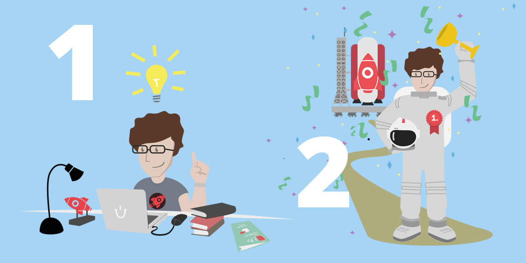 Schritt 1 und 2 zur Teilnahme an der Gründerförderung „E-Commerce-Booster“: Eine Idee entwickeln und sie präsentieren.