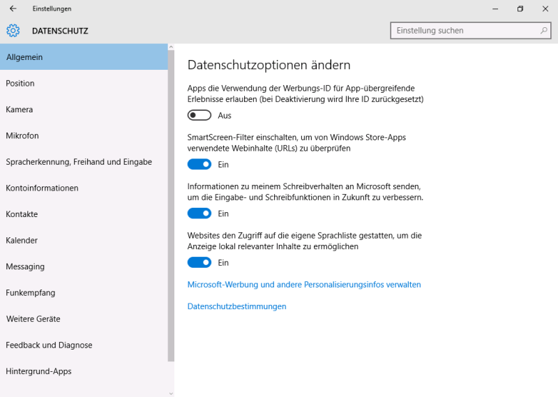 Windows-10-Datenschutz