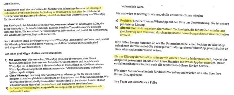 Das PDF von InstaNews vom 30.10.2015 an die Kunden