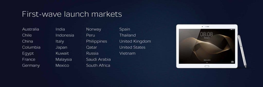 Huawei MediaPad M2 Launch markets