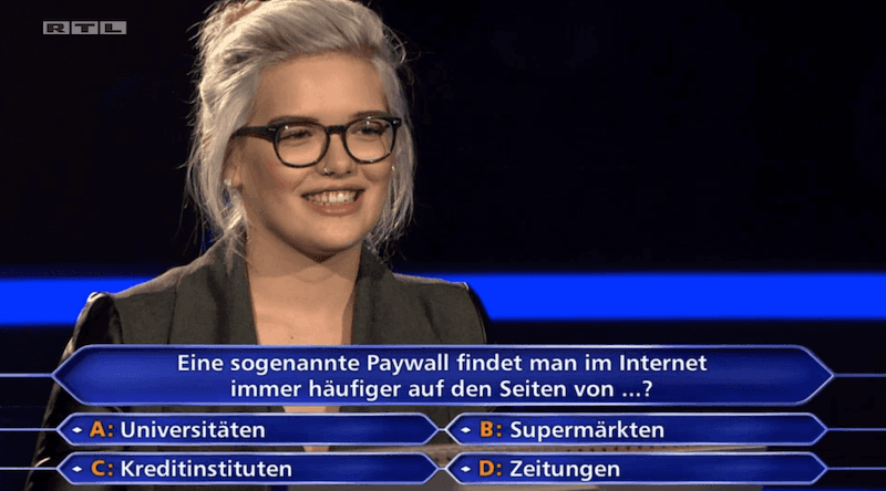 Paywall – Publikumsjoker – Wer wird Millionär