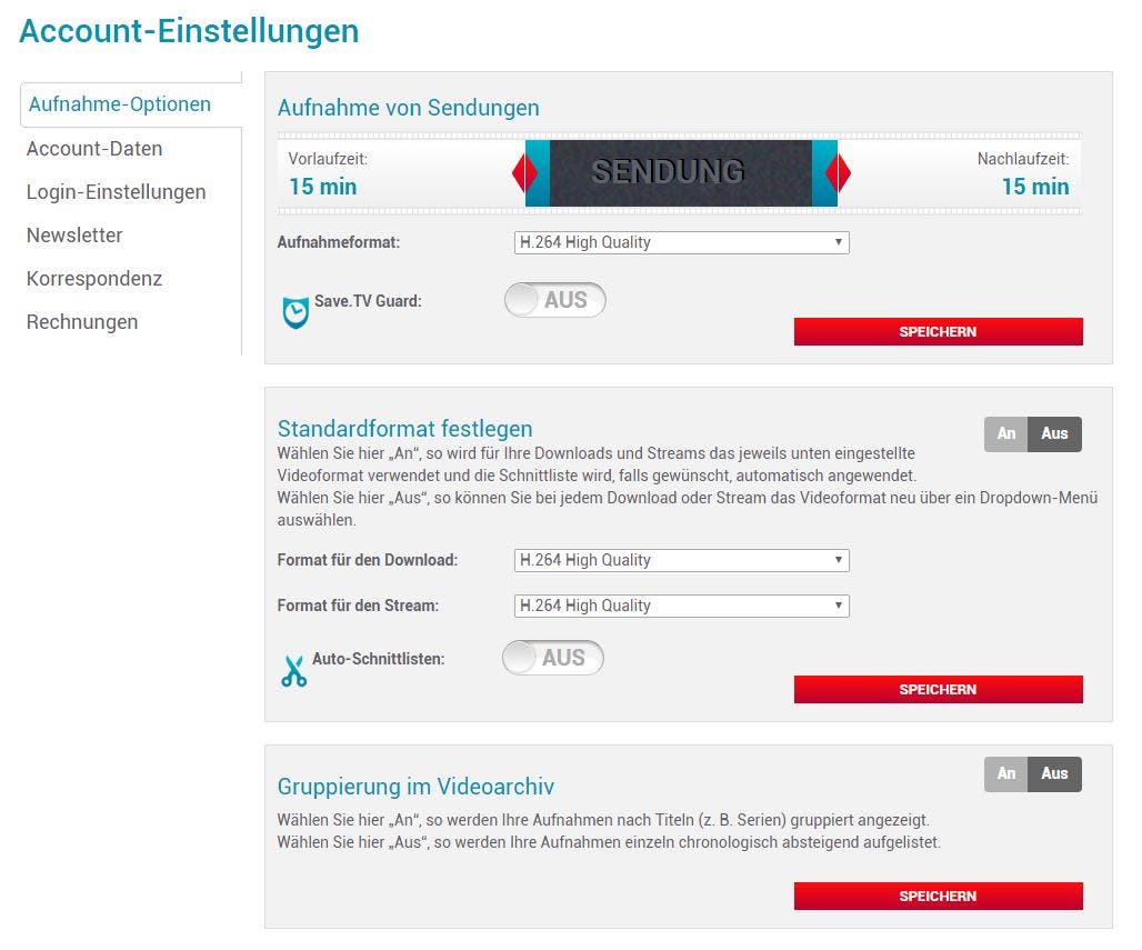 SaveTV_Account_Einstellungen