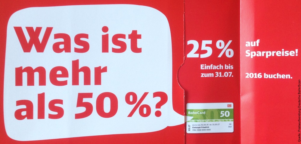 Postwurfsendung BahnCard 50