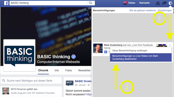 Facebook war live Benachrichtung deaktivieren