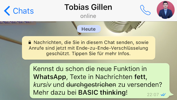 WhatsApp Text formatieren – fett, kursiv, durchgestrichen