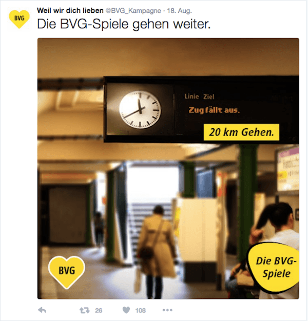 #weilwirdichlieben von der BVG (Bild: Screenshot / Twitter)