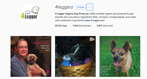 Der Instagram-Kanal @4leggerz ist offenbar aus @dogownersonly und dessen Instagress-Aktivitäten entstanden.