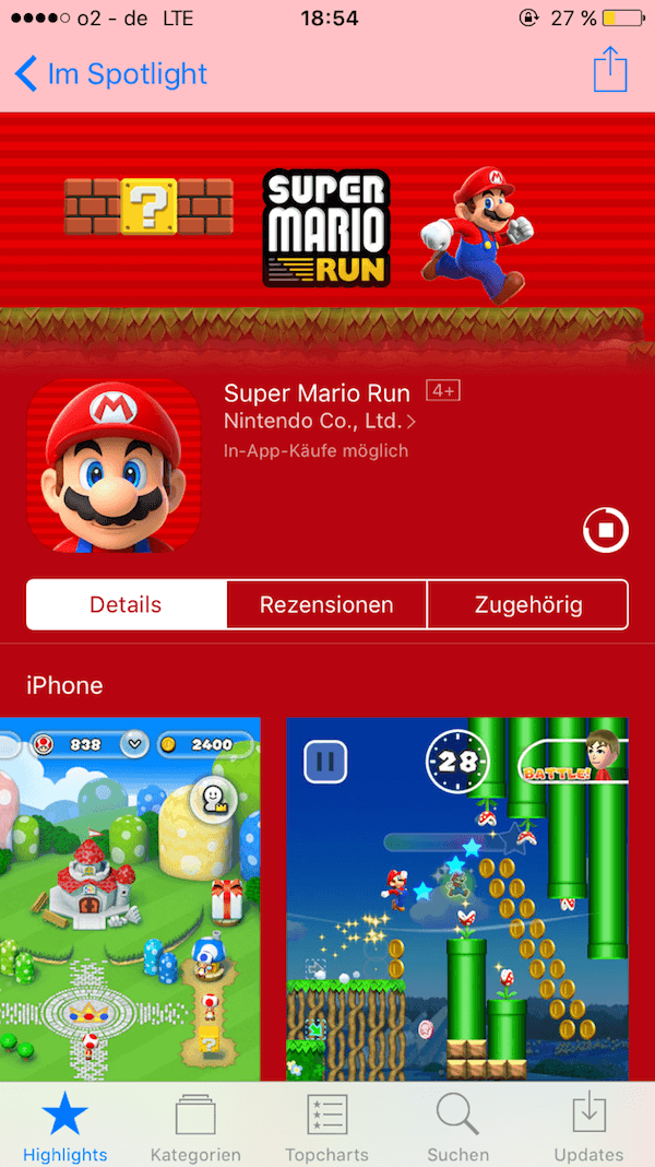 Super Mario Run App Store