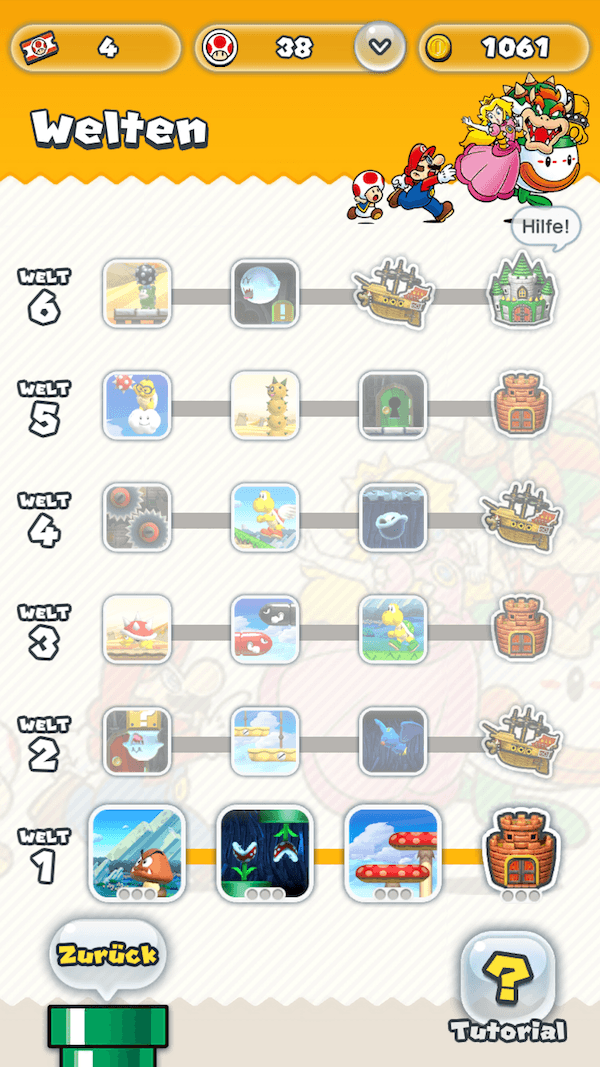 Super Mario Run Welten freischalten