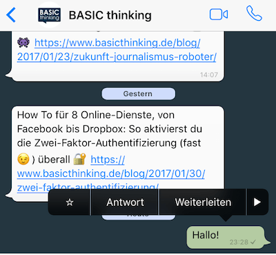 WhatsApp Optionen Nachrichten