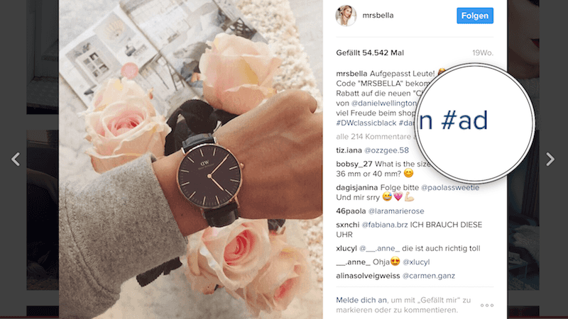 Influencer Werbung Instagram MRS BELLA