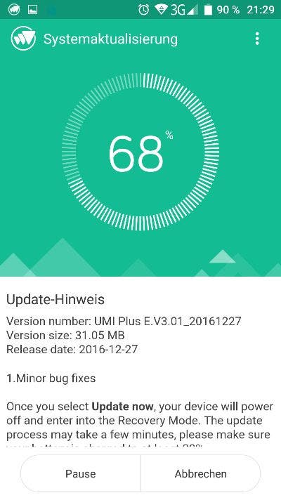 Umi Plus E OTA Update Nummer 1
