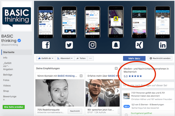 Facebook Sternebewertungen 2