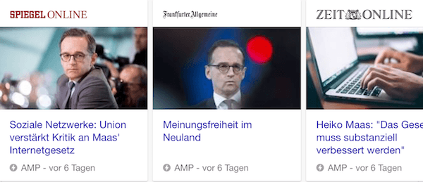 Das AMP-Karrussel von Google