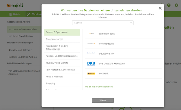 enfold Import Dokumente