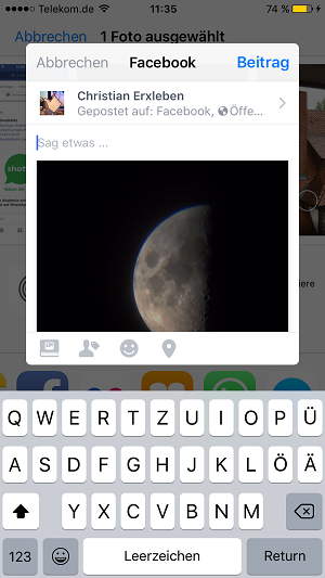 iOS 11, Facebook, Systemintegration