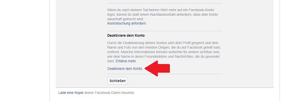 Facebook, Facebook-Account löschen, Facebook-Account deaktivieren