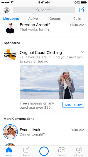 Facebook, Facebook Messenger, Messenger, Werbung im Messenger