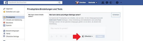 Facebook, Facebook-Einstellungen, Facebook-Beiträge, Sichtbarkeit