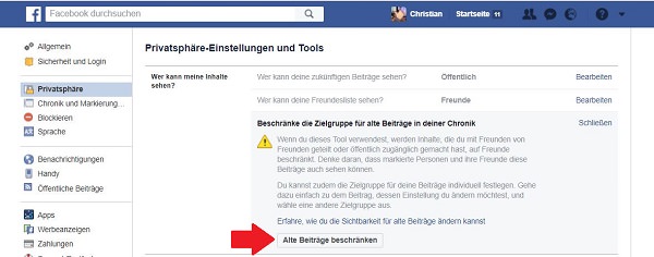 Facebook, Facebook-Einstellungen, Facebook-Beiträge, Sichtbarkeit