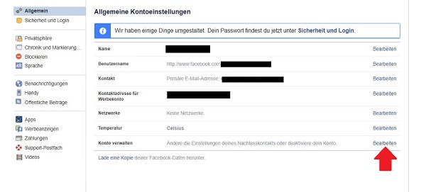 Facebook, Facebook-Konto, Tod, Gedenkzustand, Nachlasskontakt