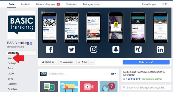 Facebook URL, Facebook, Einstellungen