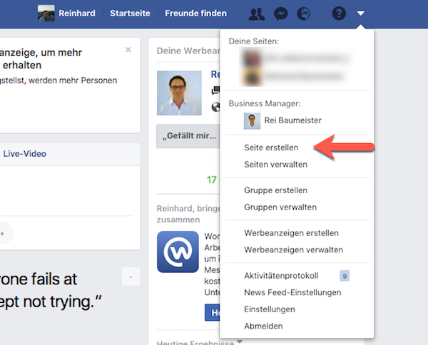 Facebook Seite erstellen