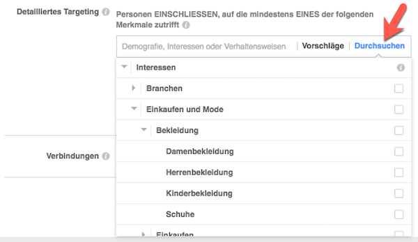 Detailliertes Targeting deiner Facebook-Anzeige