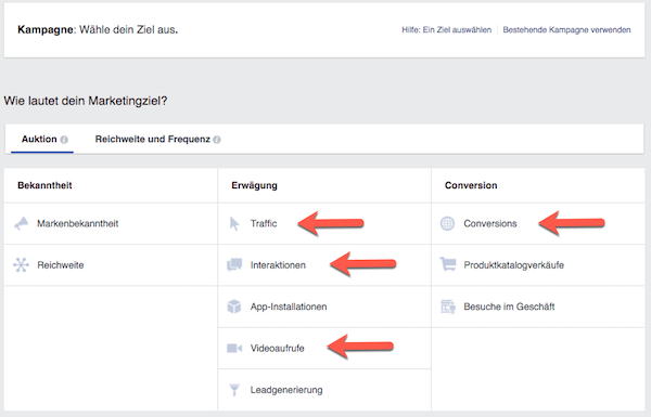 P2 Kampagnenziele Facebook Werbung