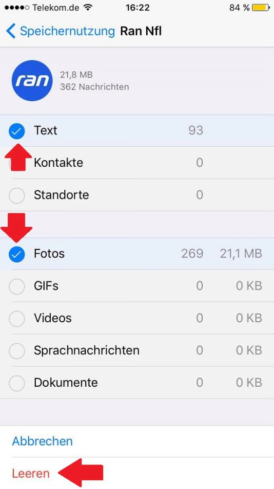 WhatsApp, WhatsApp-Speicherplatz