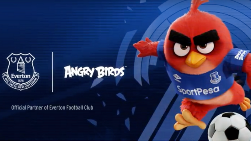 Angry Birds auf dem Trikotärmel des FC Everton