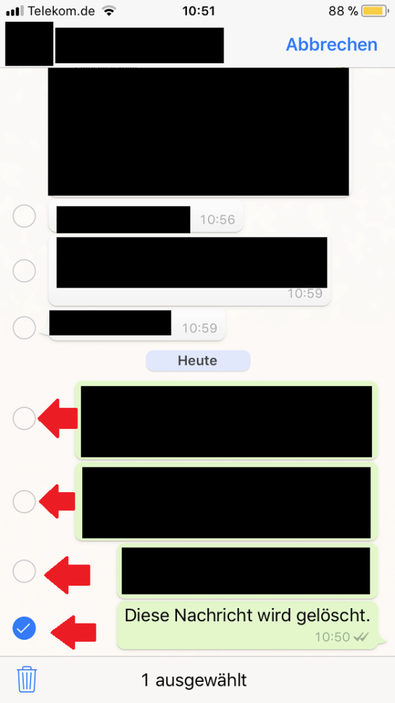 WhatsApp, WhatsApp Nachrichten löschen, WhatsApp-Nachrichten löschen