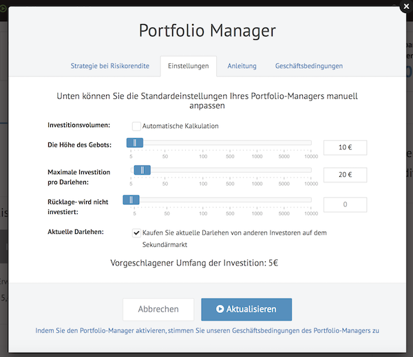 Der Bondora Portfolio Manager