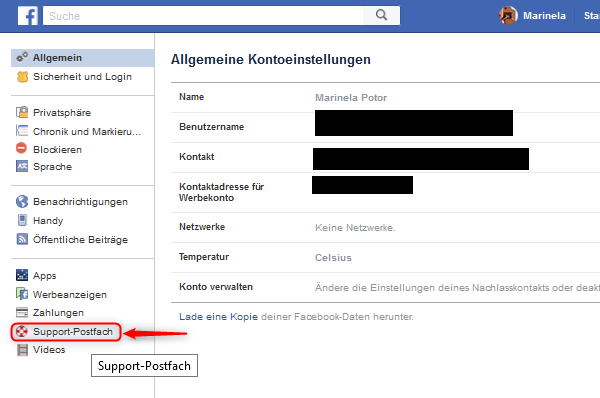 Facebook Gedenkzustand Einstellungen