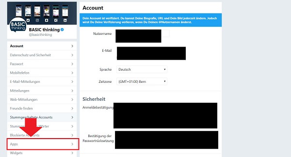 Twitter, Einstellungen, Apps, Zugriff, Daten, Twitter-Daten