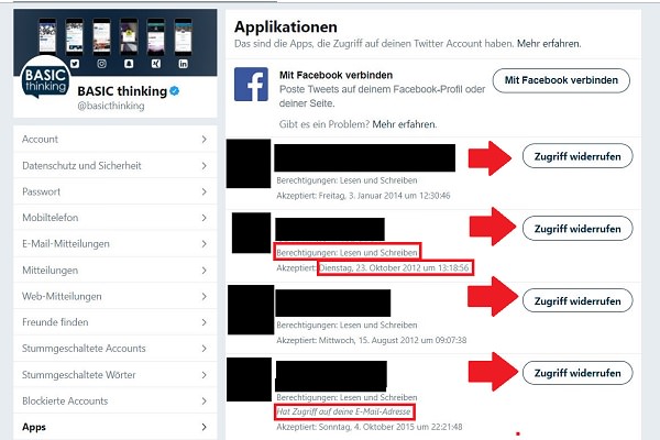 Twitter, Einstellungen, Apps, Zugriff, Daten, Twitter-Daten
