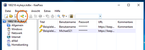 KeePass, KeePass einrichten, Passwort-Safe