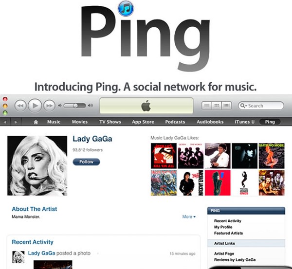 Ping, soziale Netzwerke