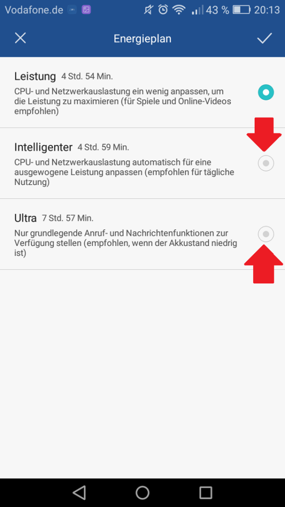 Android, Energiesparmodus, Ultra-Energiesparmodus