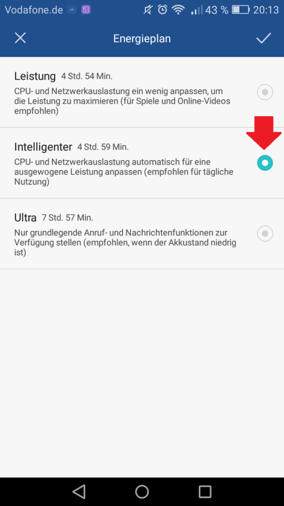 Android, Energiesparmodus, Ultra-Energiesparmodus