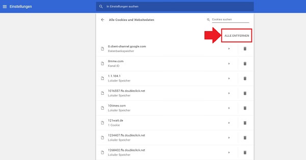 Cookies löschen, Browserverlauf löschen, Google Chrome