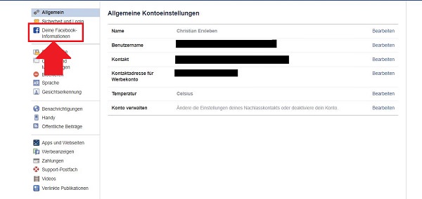 Facebook, Facebook-Daten, Facebook-Daten herunterladen