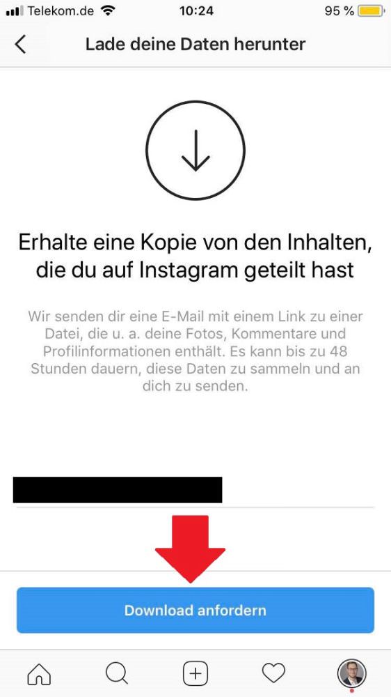 Instagram, Instagram-Daten herunterladen