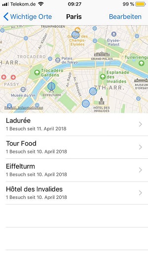 iPhone-Karte, GPS, Tracking