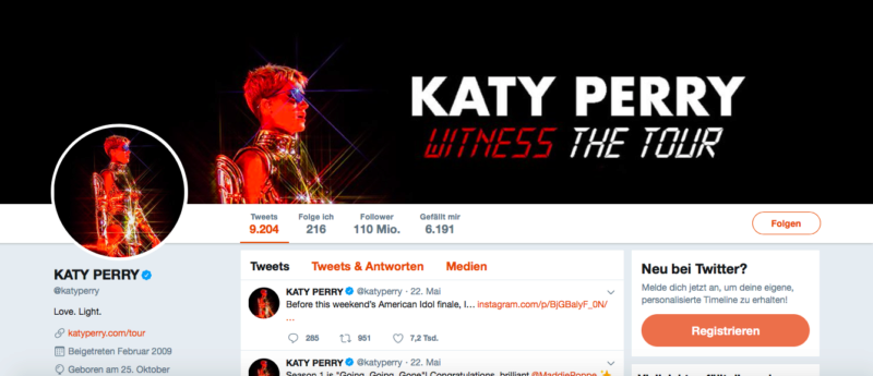 Katy Perry, Twitter
