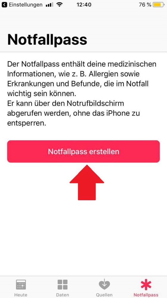 iPhone, Notruf, Notruf-Funktion am iPhone aktivieren