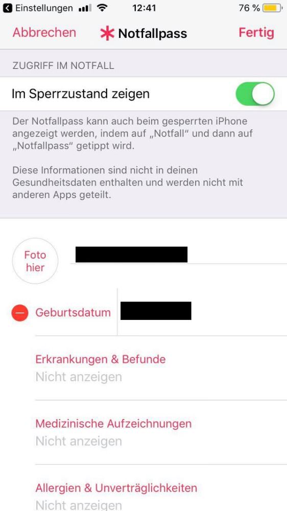 iPhone, Notruf, Notruf-Funktion am iPhone aktivieren